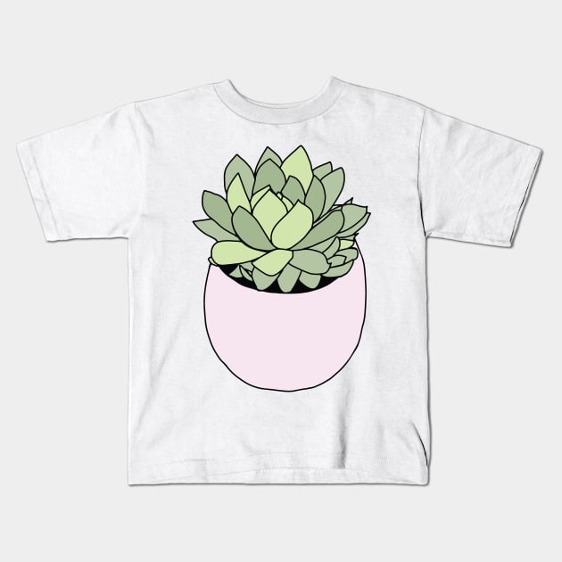 Green succulent in flowerpot Kids T-Shirt by bigmoments